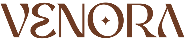 Brown 'VENORA' logo on a white background