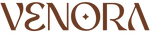 Brown 'VENORA' logo on a white background