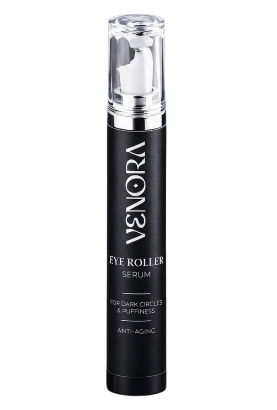 Venora eye roller serum bottle on a white background